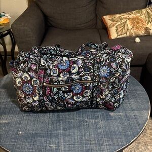 Vera Bradley Black and Blue Floral Large Duffle Bag